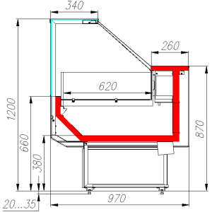 Витрина морозильная напольная ПОЛЮС GC95 SL 1,0-1 0013-0430 (ВХСн-1,0 Carboma GC95 KombiLux) (0108 Темный дуб)
